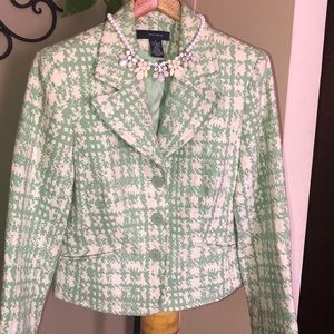 Light green and white blazer jacket